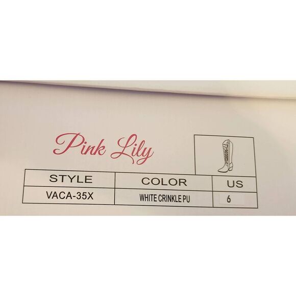 Pink Lily Beautiful New In Box Tall Shania White Cowboy Boots Size 6 - Picture 10 of 10